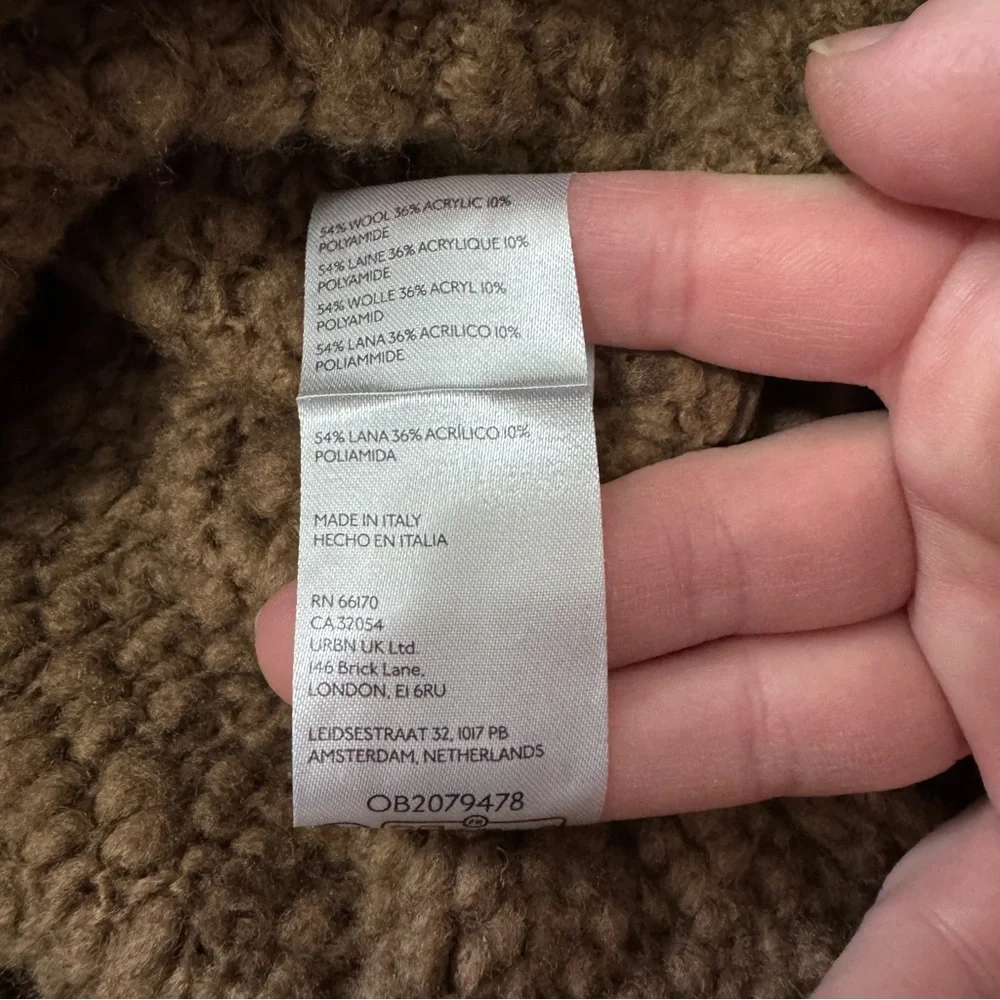 Maeve Small Textured Mock Neck Sweater ~ Brown Cropped Wool Minimal Cozy - Picture 8 of 8